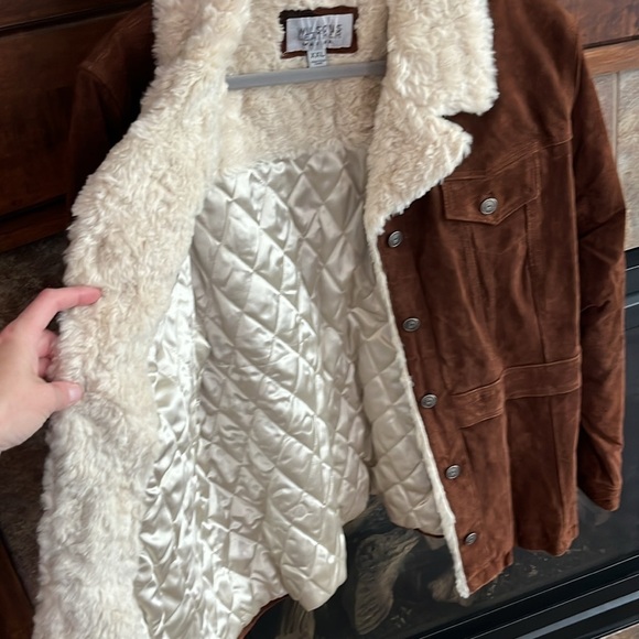 Wilsons Leather Brown Jacket with Cream Collar XXL - Picture 4 of 12